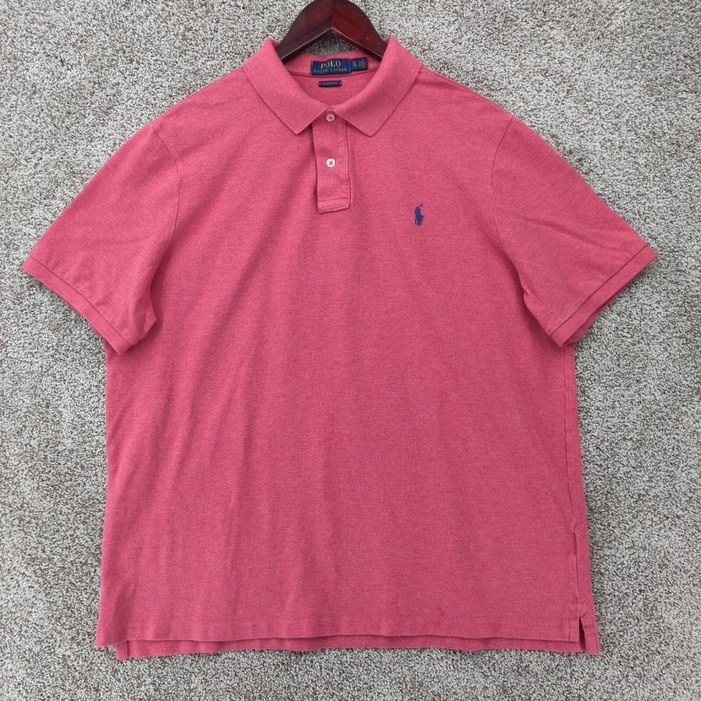Polo Ralph Lauren Shirt Mens XL Pink Classic Fit Short Sleeve Embroidered Pony